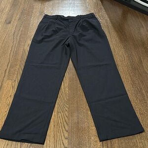 Brooks Stretch Off Black Cuffed Dress Work Slacks Trousers Pleated Pants 40L